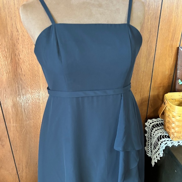 Azazie Juniors Black Spaghetti Strap Ruffle Gown – Size 12 Juniors - Picture 4 of 7